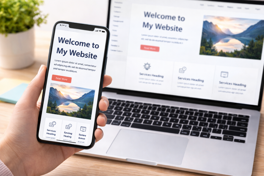 mobile friendly website preview on smartphone