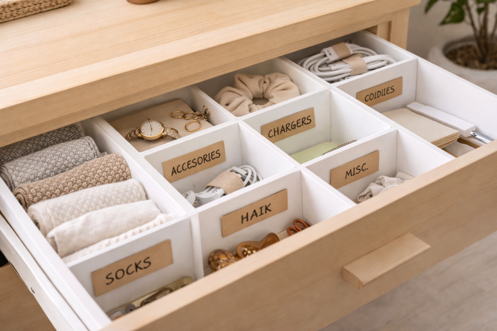 organized drawer system for daily home organization tips